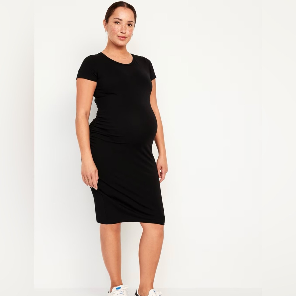 NWOT Old Navy Maternity Short-Sleeve Bodycon Dress Black Jack Size Large